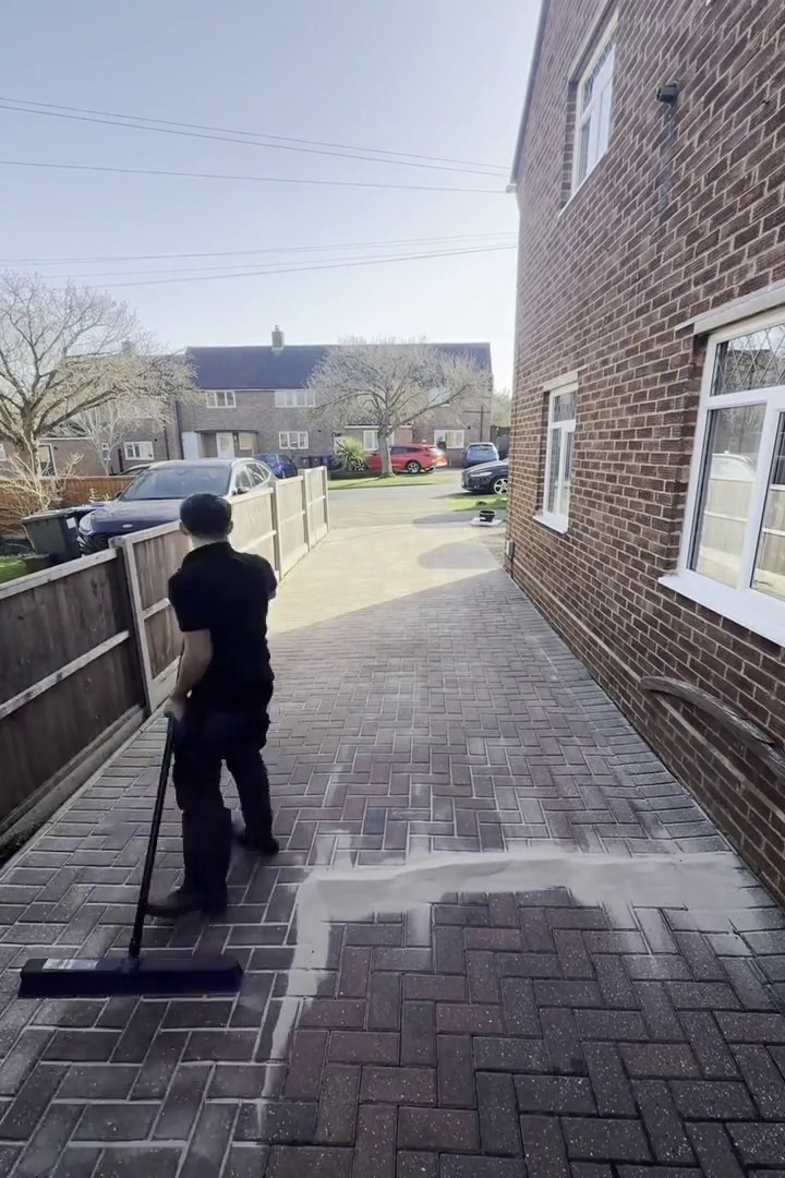 Driveway half cleaned