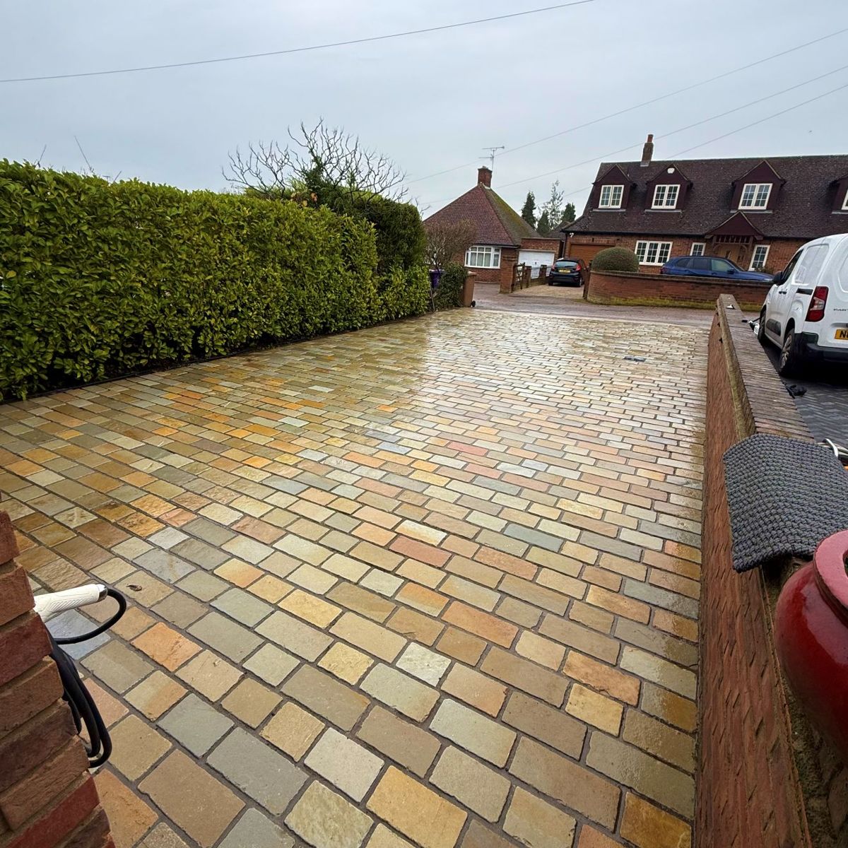 Block paved drive after cleaning